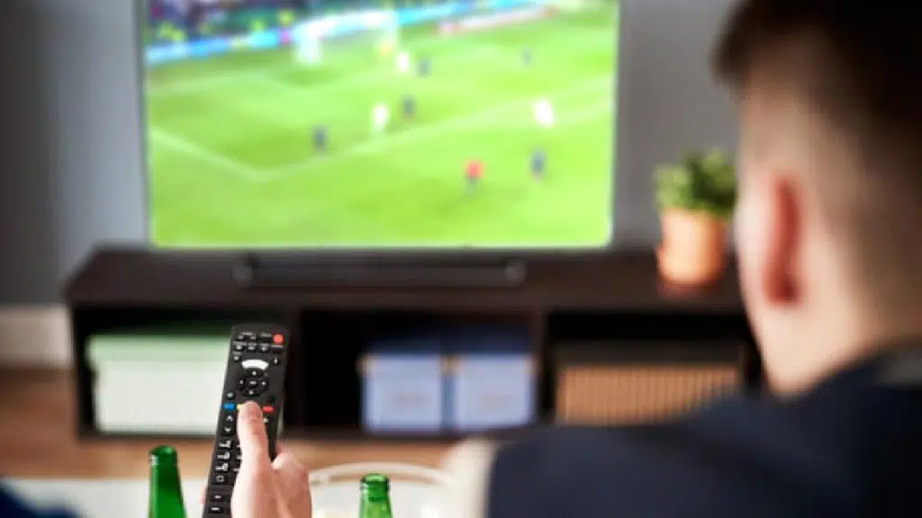 watching football at home