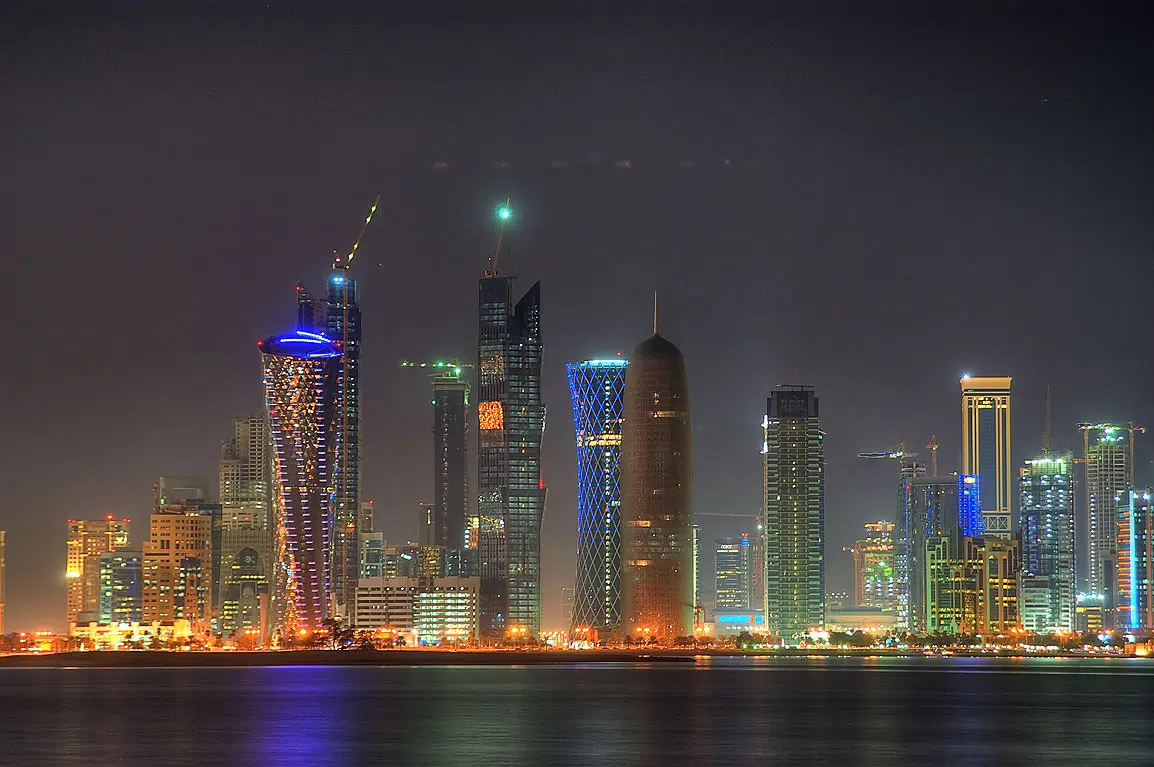 West Bay area from Corniche at evening. Doha . West Bay area from Corniche at evening. Doha