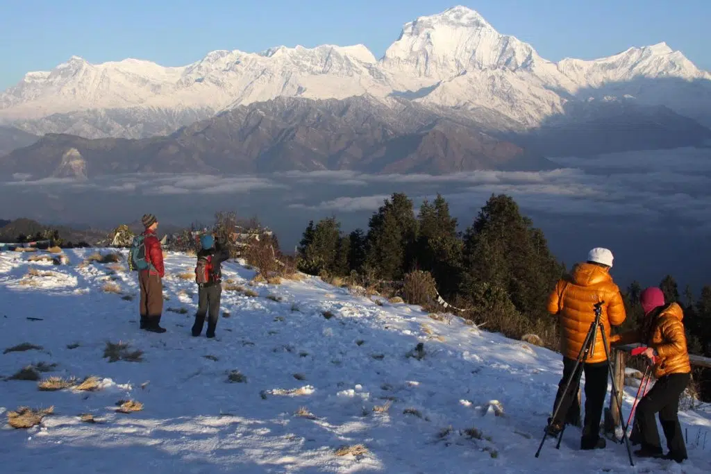 tourist take pictures at poonhill 2