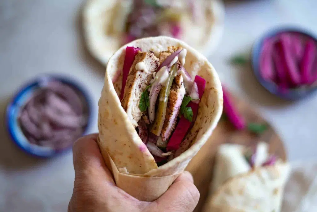Close up Shawarma wrap scaled 1