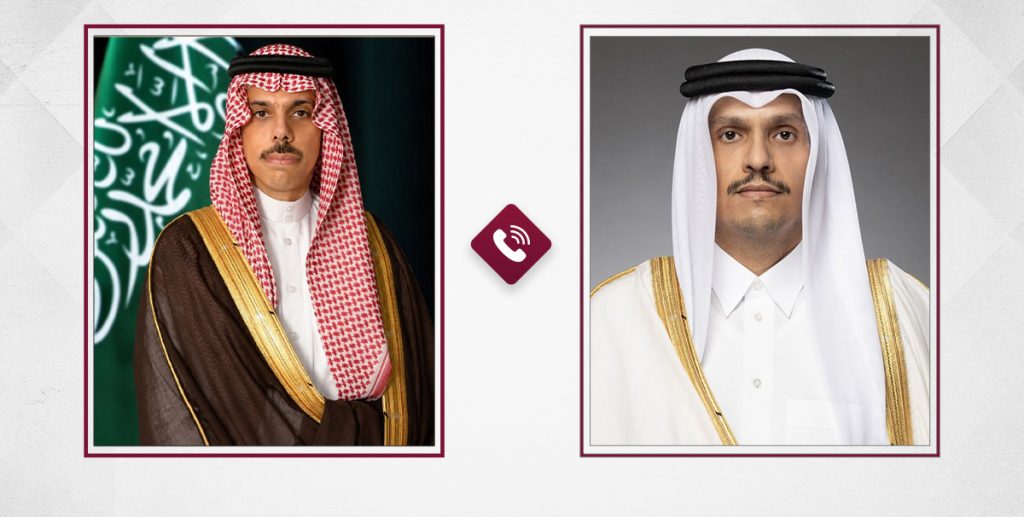 Qatari Prime Minister Mohammed bin Abdulrahman Al Thani and Saudi Foreign Minister Faisal bin Farhan. Archive